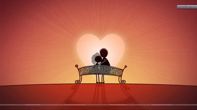 Artistic-Cartoon-Couple-Sitting-On-A-Bench